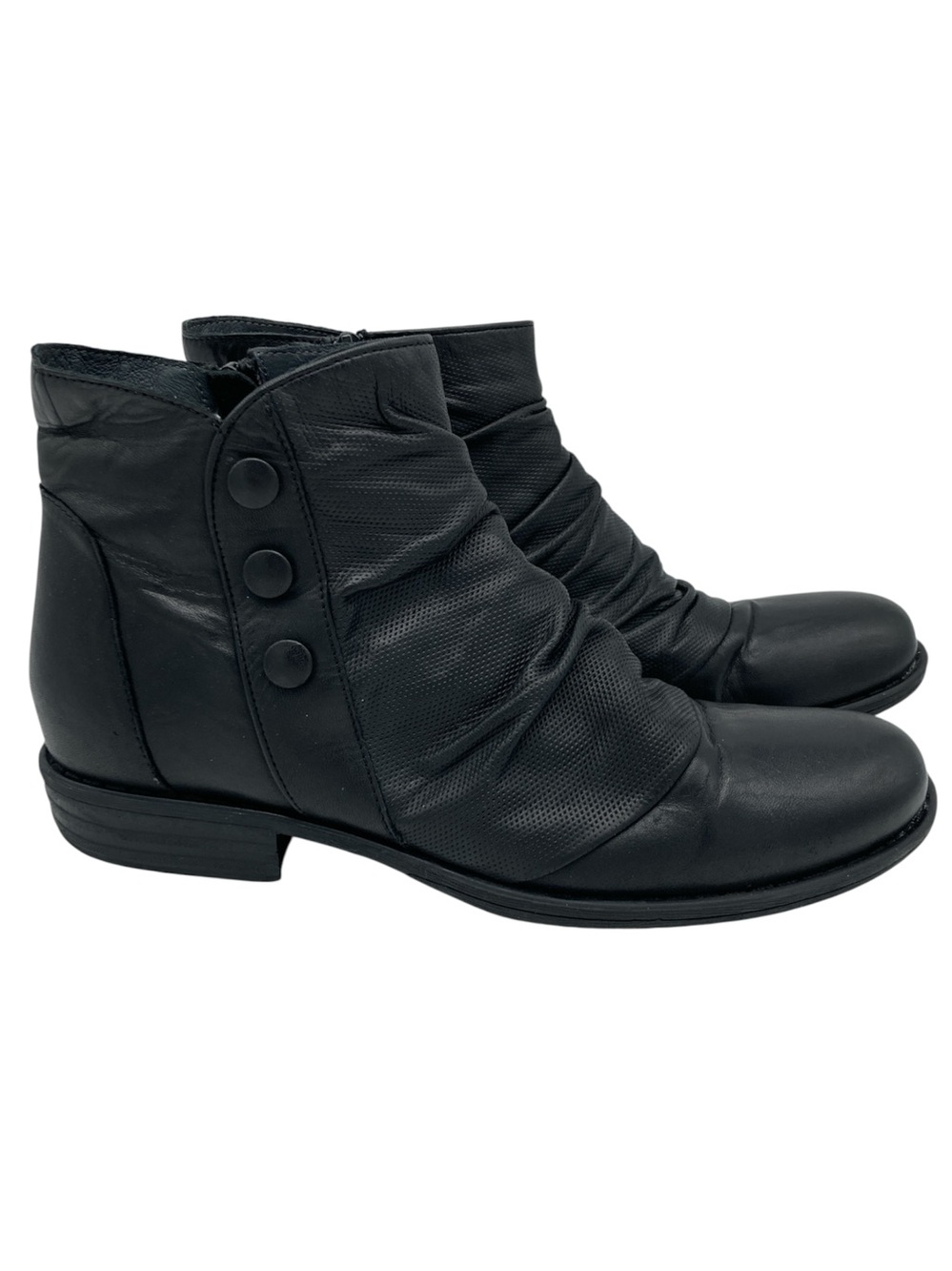 Miz Mooz Lacie Button Detail Scrunch Leather Ankle Boots